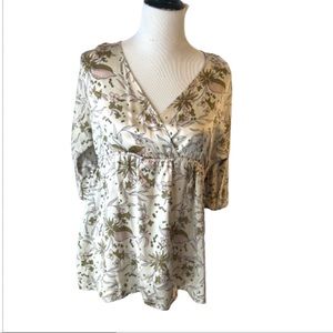 One West New York Silk Floral Print Blouse, Size M